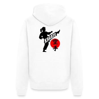 Karate - Unisex Premium Bio Zip Hoodie - Weiß - Hinten - Thijin (182cm)