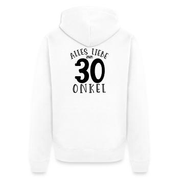 Alles Liebe zum 30. Geburtstag Onkel - Unisex Premium Bio Zip Hoodie - Weiß - Hinten - Thijin (182cm)