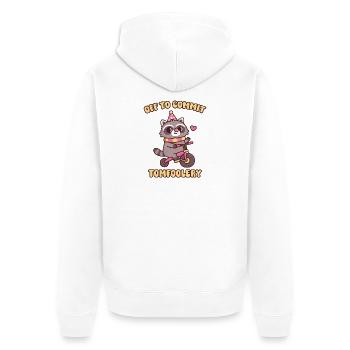 Niedlicher Waschbär-Clown Geht los, um Unsinn zu begehen - Unisex Premium Bio Zip Hoodie - Weiß - Hinten - Thijin (182cm)