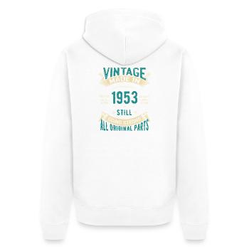 Vintage 1953 Inspired Typography Design - Unisex Premium Organic Zip Hoodie - white - Back - Thijin (182cm)