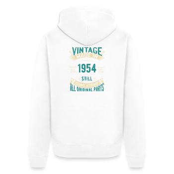 Design d'inspiration rétro vintage de 1954 - Veste à capuche bio Premium Unisexe - blanc - Dos - Thijin (182cm)