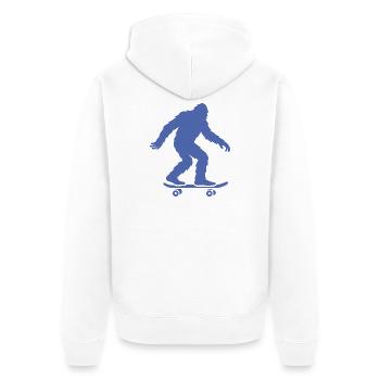 Bigfoot Sasquatch Skateboard Silhouette Minimalist - Unisex Premium Organic Zip Hoodie - white - Back - Thijin (182cm)