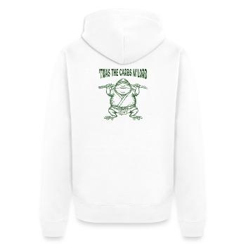 Es war die Kohlenhydrate M'Lord Mittelalter Frosch Meme Fette Kröte - Unisex Premium Bio Zip Hoodie - Weiß - Hinten - Thijin (182cm)