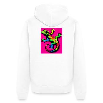 Gecko - Unisex Premium Organic Zip Hoodie - white - Back - Thijin (182cm)