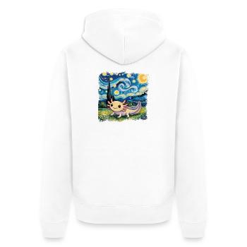 Axolotl fantaisiste sous la nuit étoilée - Veste à capuche bio Premium Unisexe - blanc - Dos - Thijin (182cm)