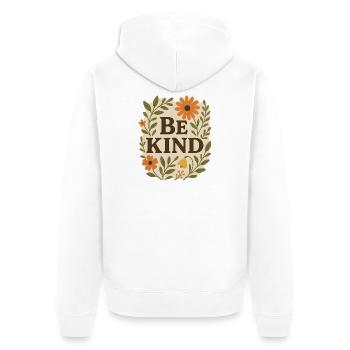 Freundliche Blumenbotschaft Sei freundlich - Unisex Premium Bio Zip Hoodie - Weiß - Hinten - Thijin (182cm)