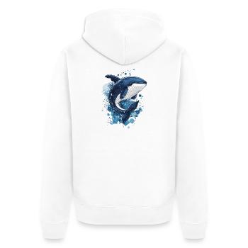 Wal - Unisex Premium Bio Zip Hoodie - Weiß - Hinten - Thijin (182cm)