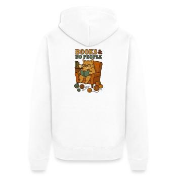 Katzenleser im gemütlichen Sessel - Unisex Premium Bio Zip Hoodie - Weiß - Hinten - Thijin (182cm)