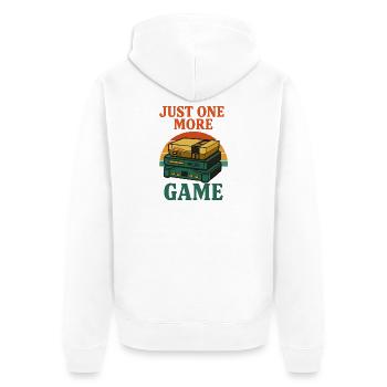 Illustration d'une pile de jeux rétro - Veste à capuche bio Premium Unisexe - blanc - Dos - Thijin (182cm)