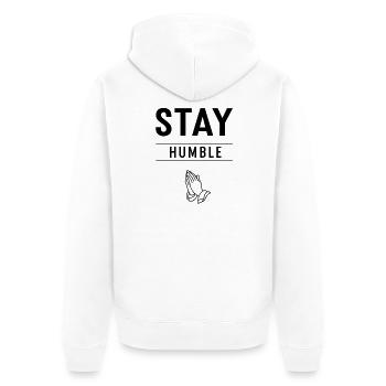 Stay Humble Prayer Hands Graphic - Unisex Premium Organic Zip Hoodie - white - Back - Thijin (182cm)