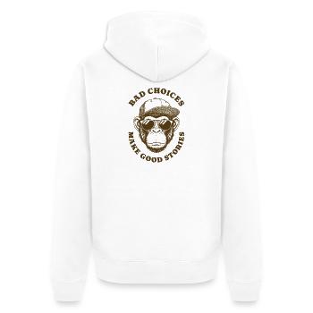 Les mauvais choix font les bonnes histoires Rétro Singe Animal - Veste à capuche bio Premium Unisexe - blanc - Dos - Thijin (182cm)