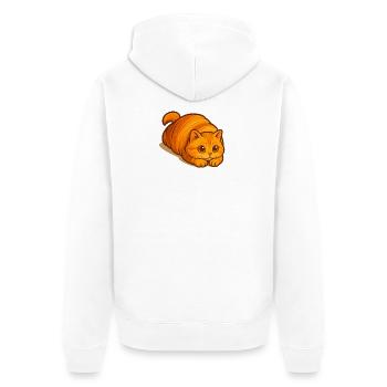 Süße orange Katze im Croissant-Stil, liebe Katzen - Unisex Premium Bio Zip Hoodie - Weiß - Hinten - Thijin (182cm)