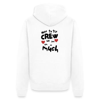 New to the crew - Unisex Premium Bio Zip Hoodie - Weiß - Hinten - Thijin (182cm)