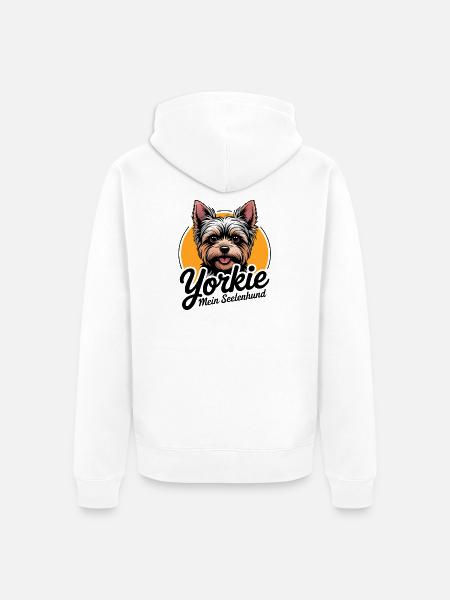 Hübsche Yorkshire Terrier Hundesilhouette - Unisex Premium Bio Zip Hoodie - Weiß