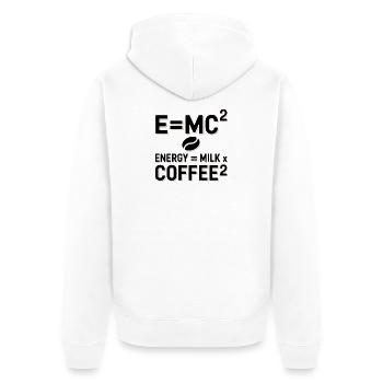 E=MC2 Physique Dicton Caféine Nerd Énergie Café - Veste à capuche bio Premium Unisexe - blanc - Dos - Thijin (182cm)