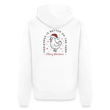 Huhn Frohe Weihnachten Land lustiges Bauernhoftier - Unisex Premium Bio Zip Hoodie - Weiß - Hinten - Thijin (182cm)