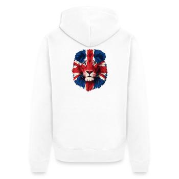 Majestic Lion with Union Jack Mane - Unisex Premium Organic Zip Hoodie - white - Back - Thijin (182cm)