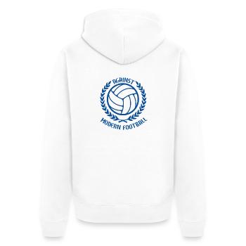 Gegen den modernen Fußball - Unisex Premium Bio Zip Hoodie - Weiß - Hinten - Thijin (182cm)
