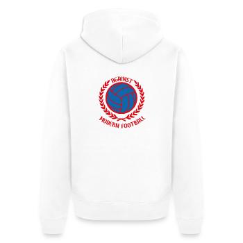 Gegen den modernen Fußball - Unisex Premium Bio Zip Hoodie - Weiß - Hinten - Thijin (182cm)