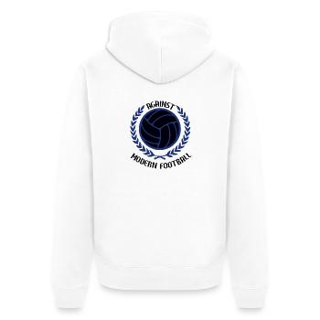 Gegen den modernen Fußball - Unisex Premium Bio Zip Hoodie - Weiß - Hinten - Thijin (182cm)