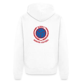 Gegen den modernen Fußball - Unisex Premium Bio Zip Hoodie - Weiß - Hinten - Thijin (182cm)