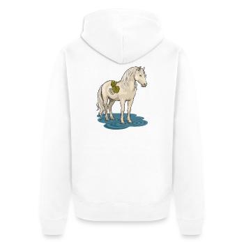The Brook Horse - Unisex Premium Organic Zip Hoodie - white - Back - Thijin (182cm)