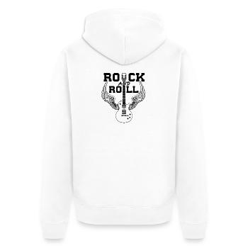 80s Rock & Roll Music Guitar with Wings - Unisex Premium Organic Zip Hoodie - white - Back - Thijin (182cm)