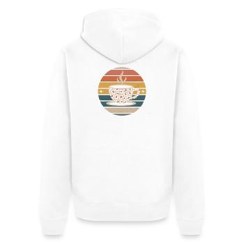 Retro Coffee Cup Coffee - Unisex Premium Organic Zip Hoodie - white - Back - Thijin (182cm)