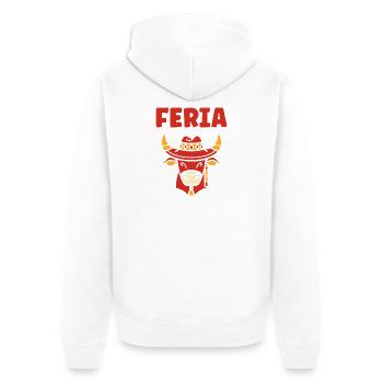 Kuh-Feria mit traditionellem Feria-Hut - Unisex Premium Bio Zip Hoodie - Weiß - Hinten - Thijin (182cm)