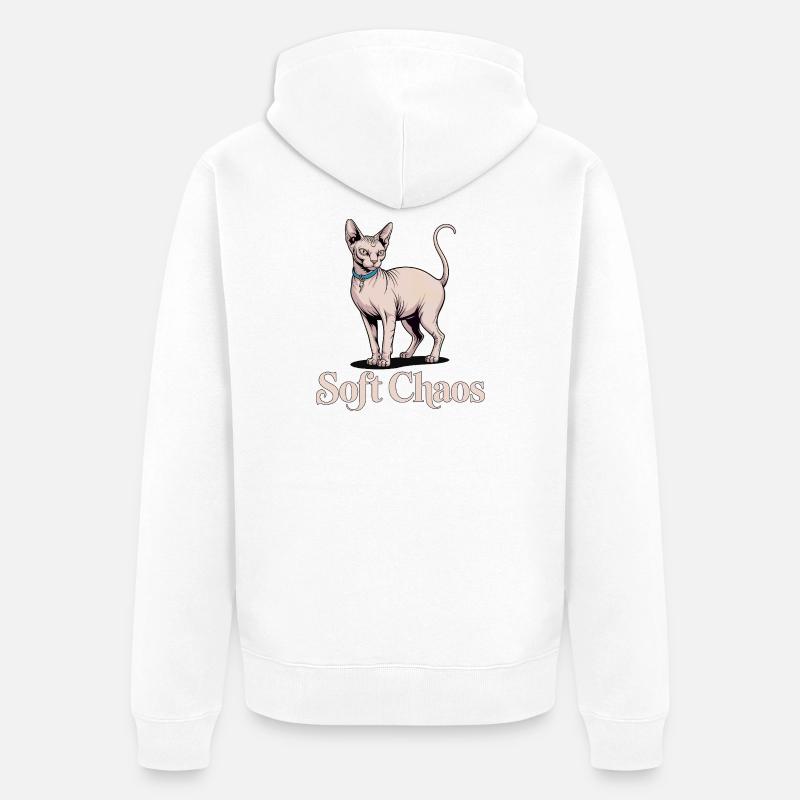 Chat Sphynx Soft Chaos - Veste à capuche bio Premium Unisexe - blanc