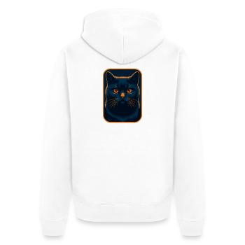 Katzenmajestät Neon-Porträt, Liebe Katzen - Unisex Premium Bio Zip Hoodie - Weiß - Hinten - Thijin (182cm)
