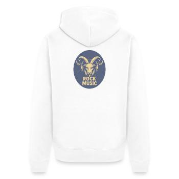 Steinbock mit Kopfhörern - Unisex Premium Bio Zip Hoodie - Weiß - Hinten - Thijin (182cm)