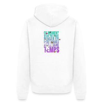 COOLER SPRUCH FÜR MEHRSPRACHLER, INTERNATIONAL - Unisex Premium Bio Zip Hoodie - Weiß - Hinten - Thijin (182cm)
