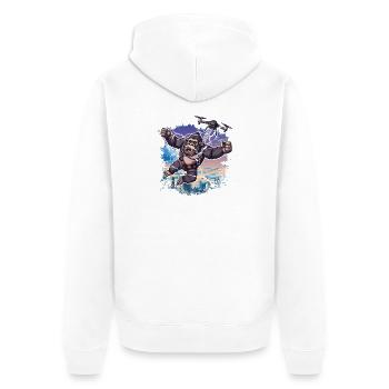 Gorilla Drohne Kinder lustig - Unisex Premium Bio Zip Hoodie - Weiß - Hinten - Thijin (182cm)