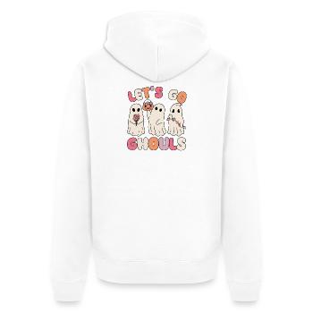 Let's go ghouls groovy ghost with vintage flowers - Unisex Premium Organic Zip Hoodie - white - Back - Thijin (182cm)