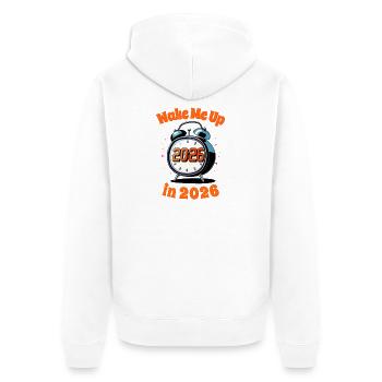 Réveil rétro vintage pour le Nouvel An 2026 - Veste à capuche bio Premium Unisexe - blanc - Dos - Thijin (182cm)