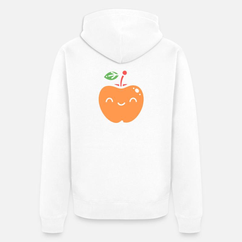 Pomme Joyeuse Illustrée Nectarine - Veste à capuche bio Premium Unisexe - blanc