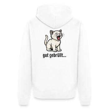 Cute kitten roars lion saying - Unisex Premium Organic Zip Hoodie - white - Back - Thijin (182cm)