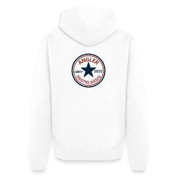 Vintage Angler Zodiac Design - Unisex Premium Organic Zip Hoodie - white - Back - Thijin (182cm)