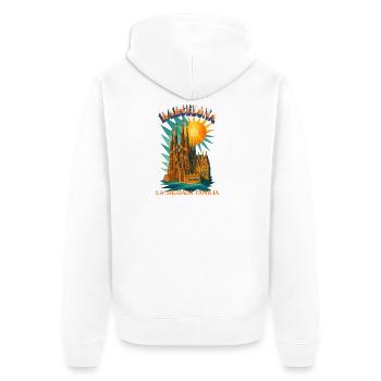 LA SAGRADA FAMILIA - Barcelona Urban Dreams 2 - Unisex Premium Bio Zip Hoodie - Weiß - Hinten - Thijin (182cm)