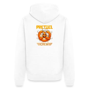 Bretzel Pretzel Bäcker mit Lächeln - Unisex Premium Bio Zip Hoodie - Weiß - Hinten - Thijin (182cm)