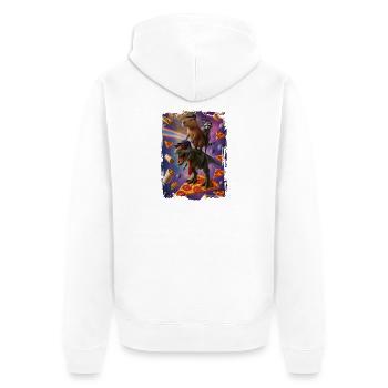 Imaginative animal motif on pizza background - Unisex Premium Organic Zip Hoodie - white - Back - Thijin (182cm)