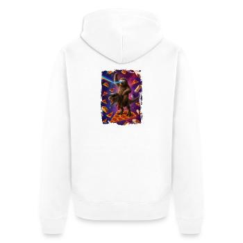 Weltraum-Entdecker Drache und Faultier - Unisex Premium Bio Zip Hoodie - Weiß - Hinten - Thijin (182cm)