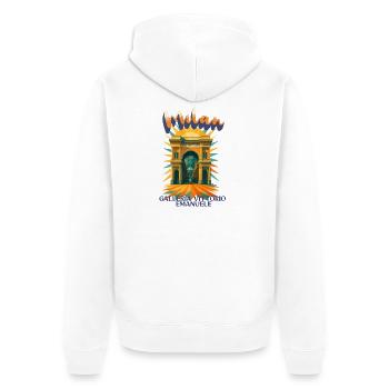 Milan- Galleria Vittorio Emanuele Retro Vintage - Unisex Premium Organic Zip Hoodie - white - Back - Thijin (182cm)