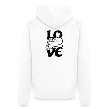 Bébé qui boit et qui allaite Maman AMOUR - Veste à capuche bio Premium Unisexe - blanc - Dos - Thijin (182cm)