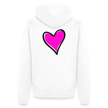 Leuchtendes Pinkes Herzmotiv - Unisex Premium Bio Zip Hoodie - Weiß - Hinten - Thijin (182cm)