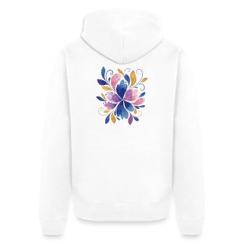 Motif floral élégant de papillons - Veste à capuche bio Premium Unisexe - blanc - Dos - Thijin (182cm)