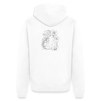 Fox Lineart with Flowers - Unisex Premium Organic Zip Hoodie - white - Back - Thijin (182cm)