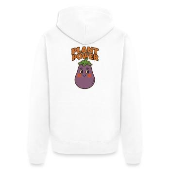 Aubergine ludique avec un message - Veste à capuche bio Premium Unisexe - blanc - Dos - Thijin (182cm)
