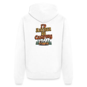 Ich würde lieber campen - Unisex Premium Bio Zip Hoodie - Weiß - Hinten - Thijin (182cm)